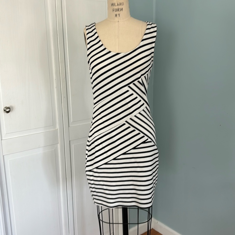 White and Black stripped Dress